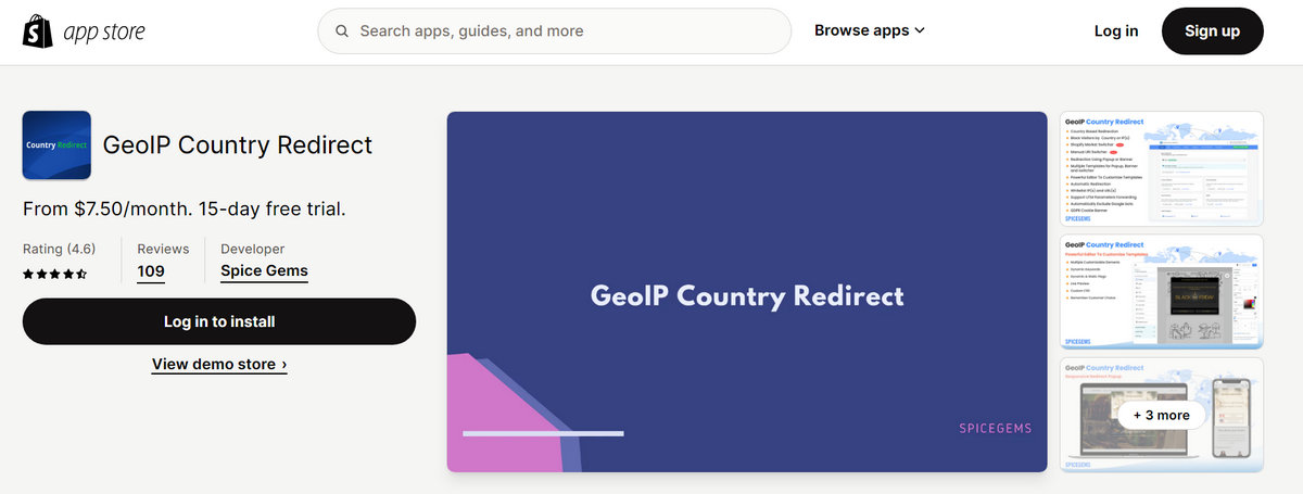 geoip country redirect geolocation shopify app
